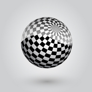 黑白格子球体。 矢量图。
