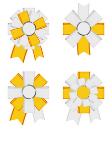 黄色白色矢量详细的纹理功能区纺织弓节集合