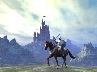 城堡和骑士的景观图片