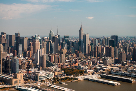 曼哈顿，纽约城。在地狱的厨房面积的鸟瞰图