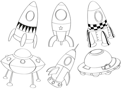 飞船(尤指小说中的)宇宙飞船从乌福或异形船上狂奔的人群的卡通画绑架