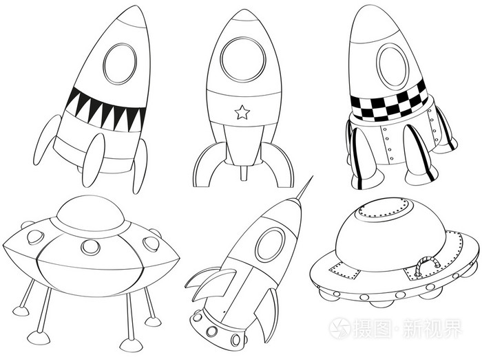 不同的太空飞船 silhouettes插画-正版商用图片1cj3da-摄图新视界
