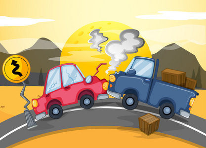 两辆车撞在路中央图片