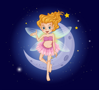 月球附近的粉红色连衣裙的童话