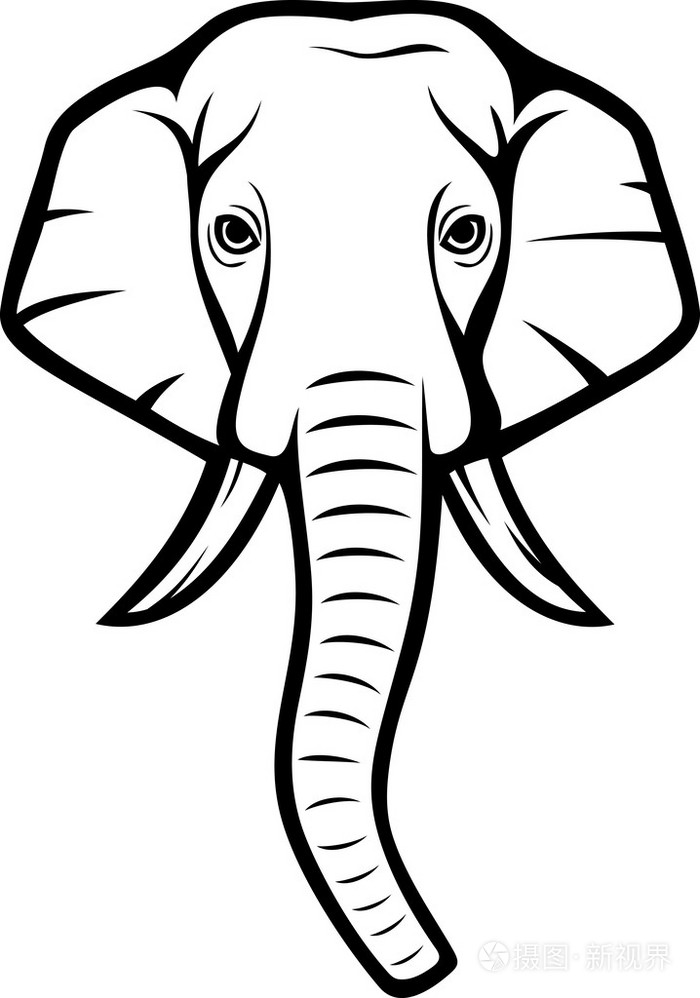 大象头的简笔画正面图片