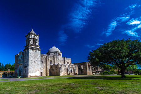 美丽的历史旧西西班牙使命圣何塞，成立于 1720 年，圣安东尼奥，得克萨斯，美国