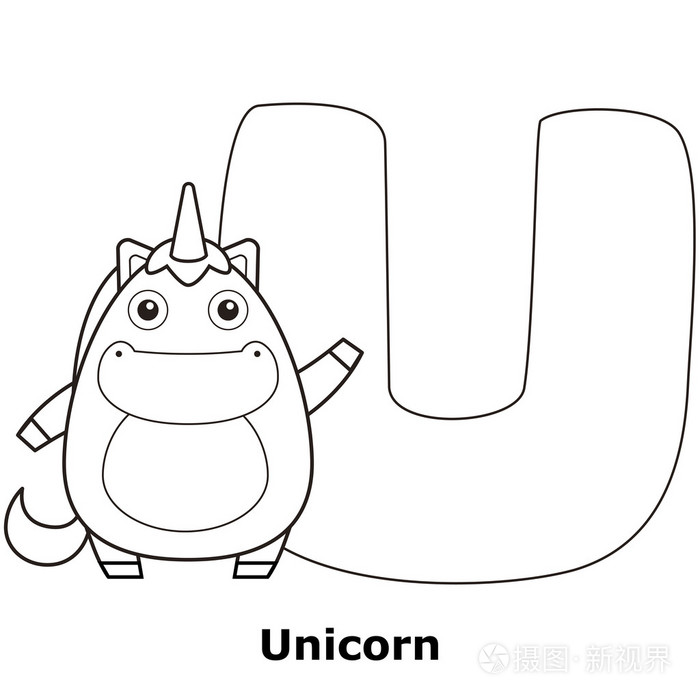 着色字母表的孩子们,u插画-正版商用图片1cjhsf-摄图新视界