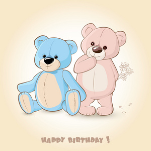 张生日贺卡与泰迪熊