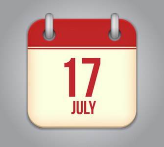 矢量日历应用程序图标 7 月 17 日