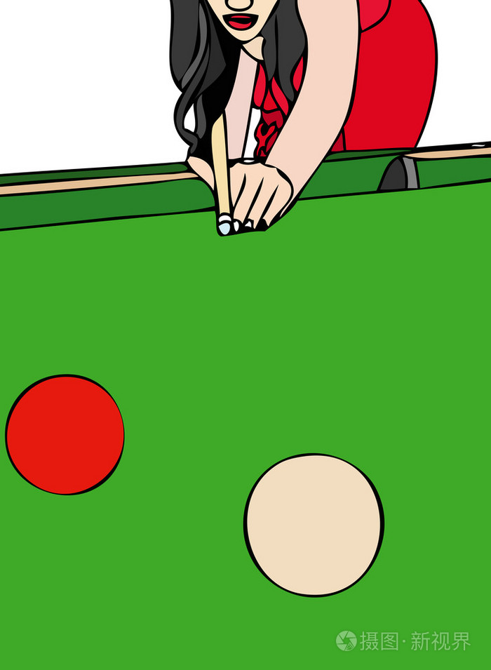 女人玩台球