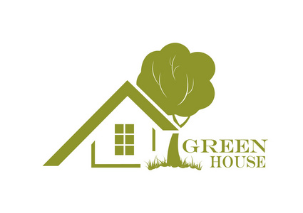 绿色房屋图标。 矢量图生态友好之家