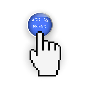 圆与蓝色按钮添加作为朋友和手形光标