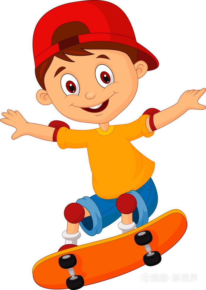 小男孩滑板插画-正版商用图片1ckkif-摄图新视界