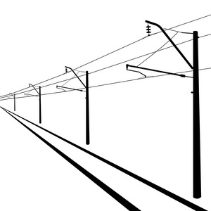 铁路架空线路。 接触线图。