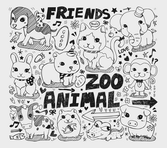 动物朋友涂鸦元素
