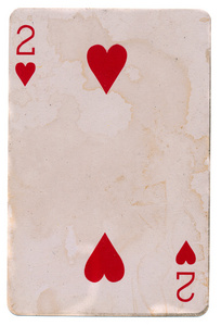 旧 grunge 玩卡有孤立的两个红色心