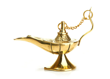 阿拉丁神灯上白色隔离照片