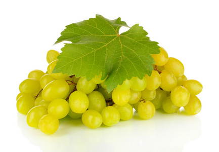 成熟美味的葡萄上白色隔离