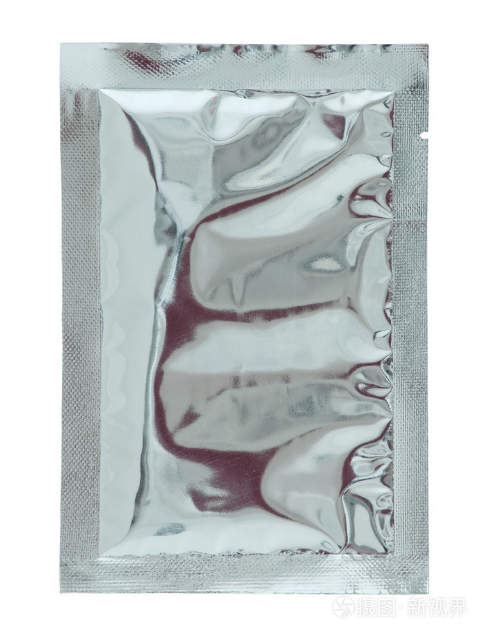 孤立在白色背景上的铝铝箔袋包装