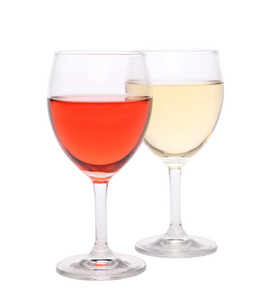 红色和白色玻璃酒杯图片