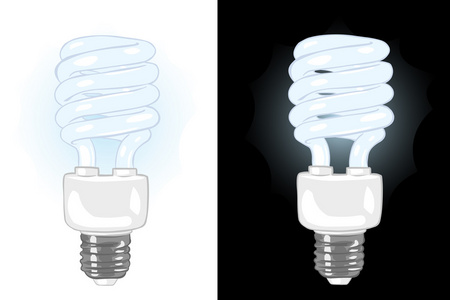 白色和黑色 bakgrounds 矢量节能灯泡