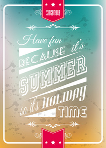 快乐暑假海报与彩色背景图片