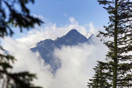 在早上的朦胧塔特拉山