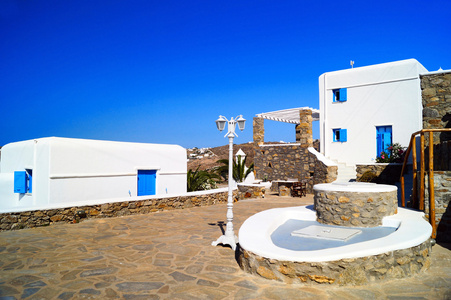 希腊米克诺斯岛上传统希腊房子