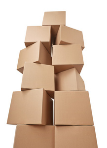 移动运输交货堆栈的纸板盒包图片