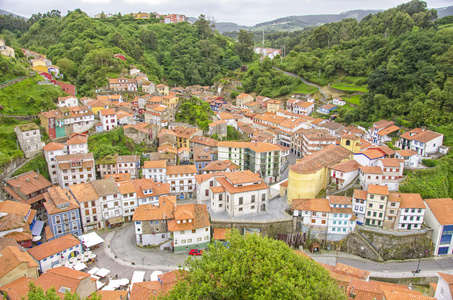 cudillero，西班牙的全景视图