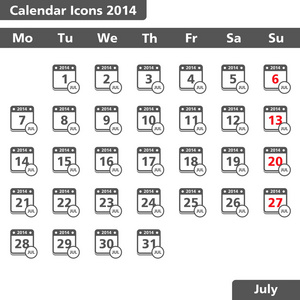 2014 年日历图标