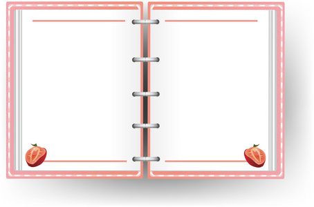 以没有线和草莓图案粉红日记
