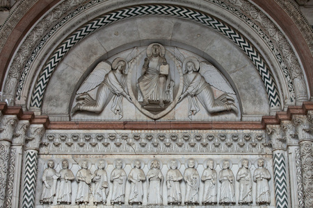 卢卡从圣马丁大教堂的立面，托斯卡纳的细节