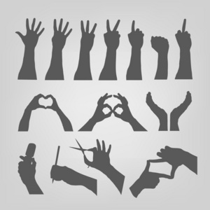 敲门手指手的剪影照片