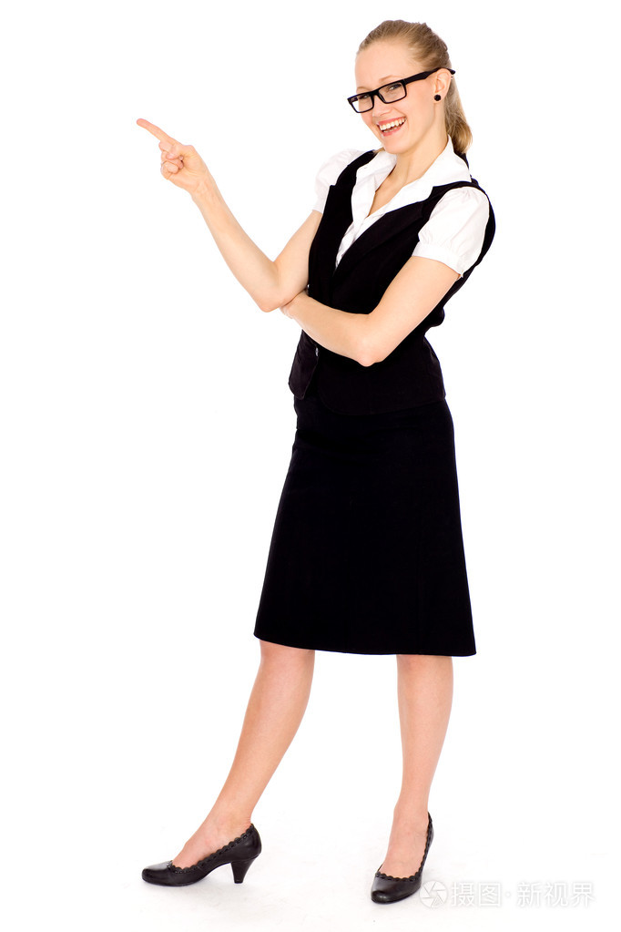年轻的女商人指向手指