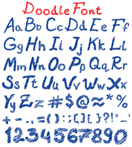 矢量插画速写的字母数字和符号的