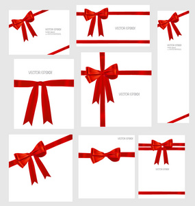 组闪亮的红丝带和美丽的礼物。矢量 illustratio