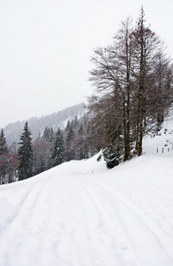 冬山道路，奥地利，kirhberg。蒂罗尔