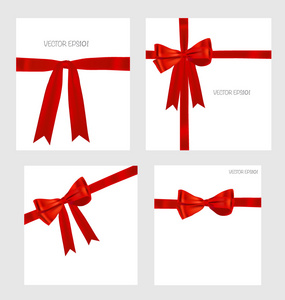 组闪亮的红丝带和美丽的礼物。矢量 illustratio