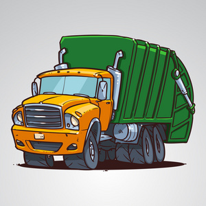 垃圾桶车卡通垃圾桶卡车照片