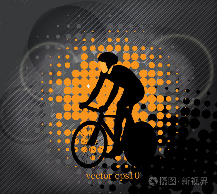 骑单车的抽象背景,矢量图