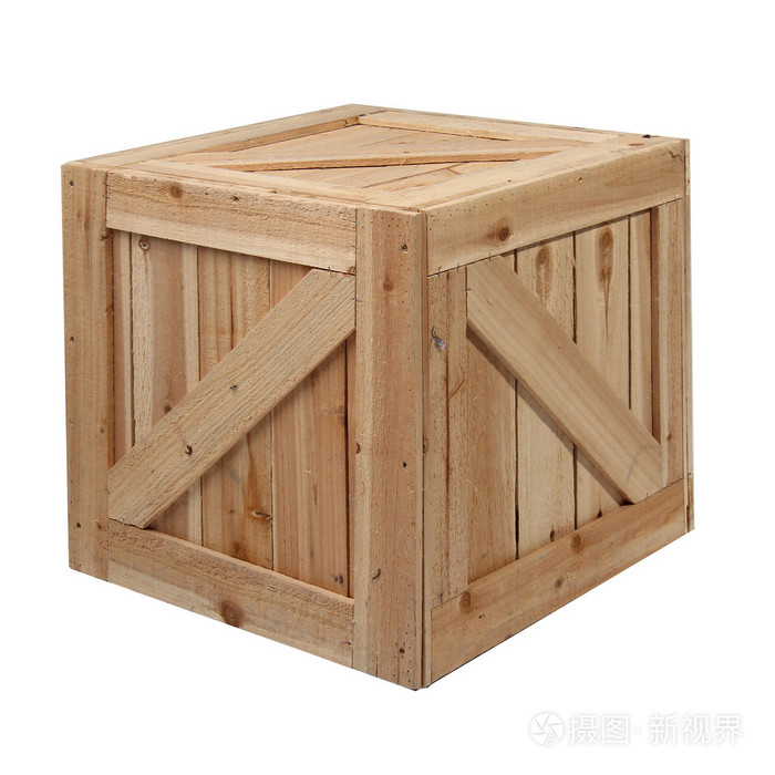 孤立的木盒子白色背景