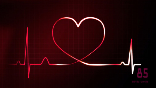 红色的心电图监测的心跳照片