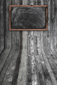 墙壁和地板的木材纹理与黑板图片