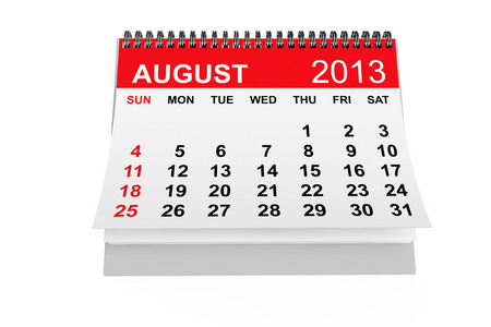 8 月 2013年日历