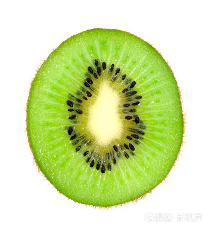 在白色背景上隔绝的美丽切片猕猴桃
