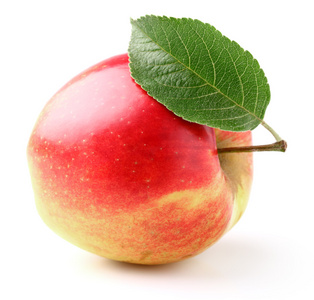 一个熟透的苹果与叶
