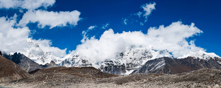 喜马拉雅山 景观全景图的山峰