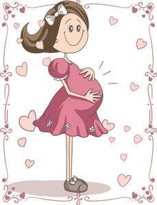 怀孕周期卡通图片