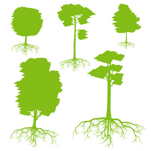 树同根设置的背景生态矢量
